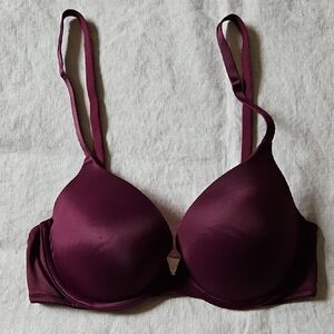 Pink Victoria's Secret Wear Every Where Push-Up Bra Underwired In Wine Size 32C